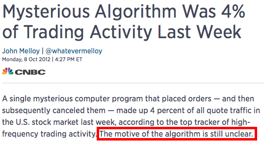 Le motif de l'algorithme est encore inconnu.